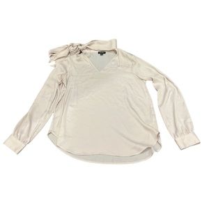 Lord & Taylor light pink long sleeve blouse with neck tie